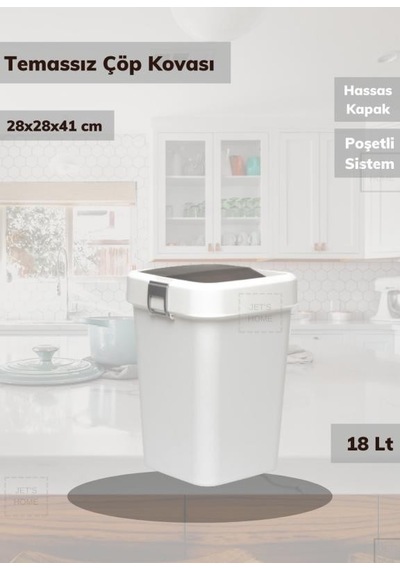 Çöp Kovası Aç-kapa Banyo Çöp Kutusu Mutfak Çöp Kovası Beyaz 18 Litre Beyaz