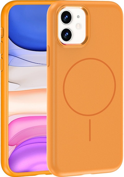 Nourthkiingdom Apple Uyumlu iPhone 11 Kılıf M-safe Şarj Özellikli Metal Kamera Çerçeveli Nrtk Edi Silikon Kapak - Turuncu Turuncu