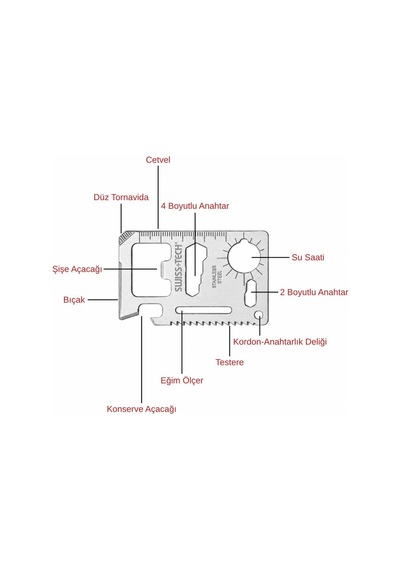 Multi Fonksiyonel Kredi Kartı Çakı - Swiss+tech - 15 In 1 - St33309