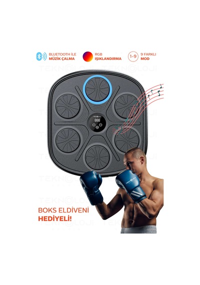 Bluetooth Hoparlör Boks Eğitim Makinesi Rgb Müzikli Genç Yetişkin Boks Egzersizi Eldiven