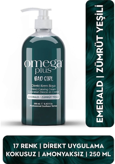 Omega Plus Bad Girl Zümrüt Yeşili Amonyaksız Renkli Saç Boyası 250ml