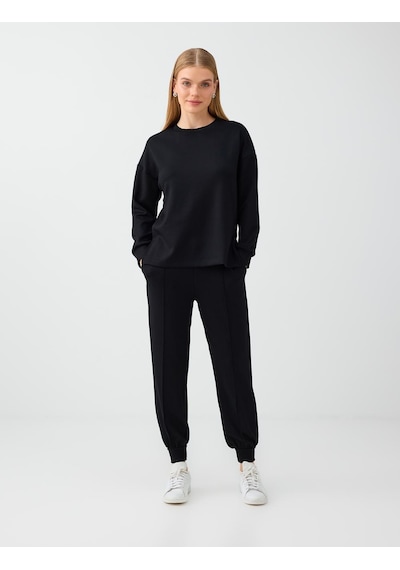 Jimmy Key Siyah Yüksek Bel Dar Paça Cepli Jogger Pantolon 6ww188602900