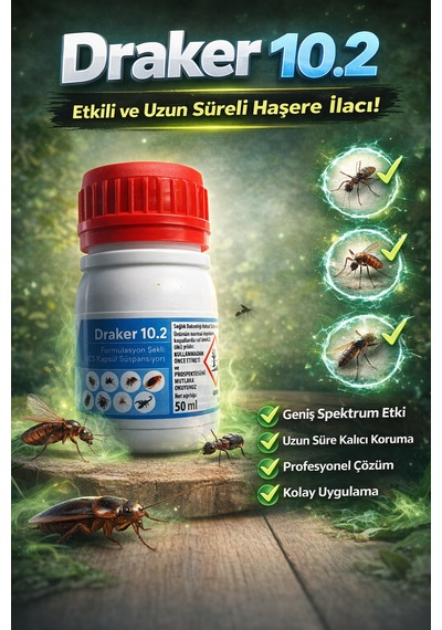 Vebi Draker 10.2 Haşere İlacı 50 Ml Kene, Sivrisinek, Karasinek, Tahtakurusu, Hamamböceği