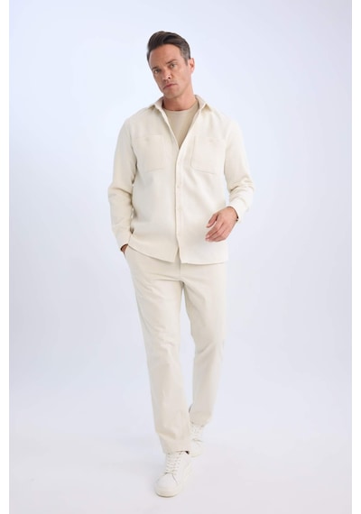 DeFacto Relax Fit Polo Yaka Flanel Uzun Kollu Gömlek D1061AX24WNER98 DeFacto Relax Fit Polo Yaka Flanel Uzun Kollu Gömlek D1061AX24WNER98
