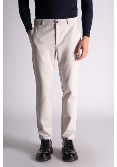 Beli Lastikli Slim Fit Dokulu Chino Pantolon Taş Taş