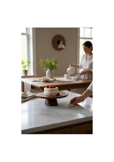 Akayev Akasya 28 Cm Kenar Detaylı Pasta Standı Kahverengi