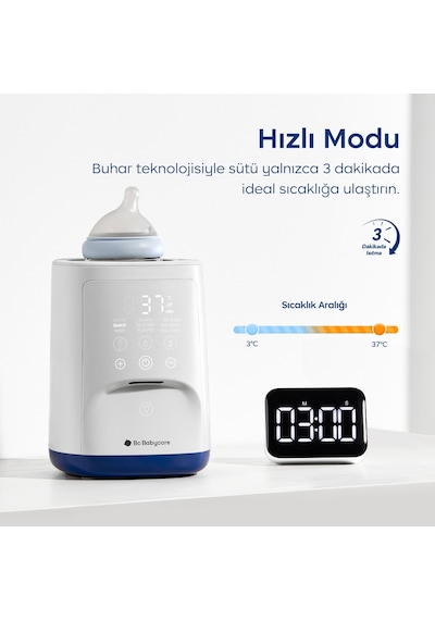 Bc Babycare Gyro Biberon Isıtıcı Buharlı, Nazik Döndürmeli Akıllı Süt Isıtıcı 3 Dakikada Isıtma