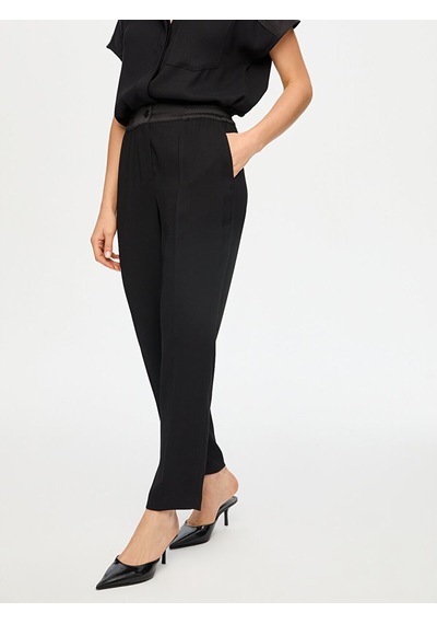 Faik Sönmez Beli Lastikli Comfort Fit Krep Pantolon S26pnt022 Us26pnt02210 Siyah