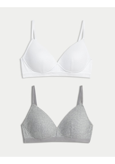 Marks & Spencer 2'li Balensiz Pamuklu İlk Sütyenim T33009600 Çok Renkli