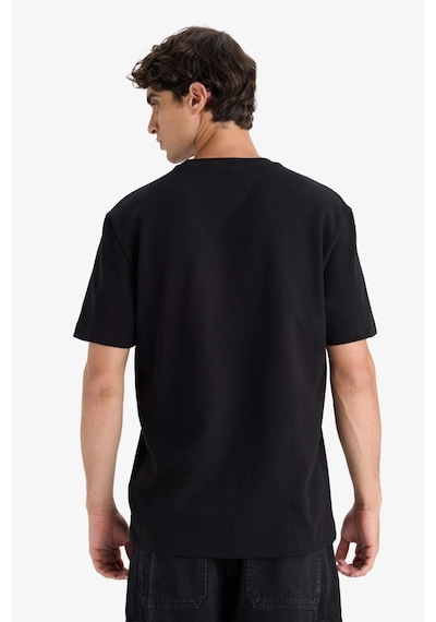 Defacto Regular Fit Bisiklet Yaka Baskılı Kısa Kollu Tişört F3475ax25aubk81 Siyah