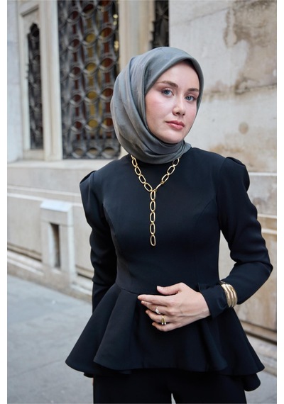 Silk Home Monogram Pamuk İpek Eşarp 130001-07 Yeşil Gri