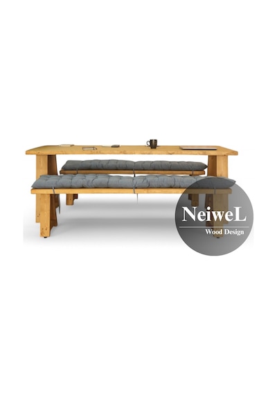 Neiwel Dove Doğal Ahşap Banklı Toplantı Masasıı x 100 x 200 Açık Ceviz
