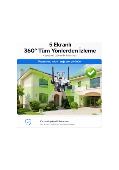 Uninet Unınet 5 Kameralı 360 Akıllı Güvenlik Kamerası Hareket Algılama Ve Gece Görüşü Bulunan Ip Kamera