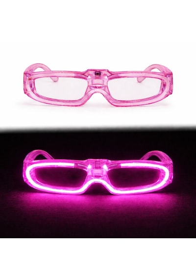 Pembe - 484 - Led Işıklı Parti Gözlüğü 3 Modlu Glow &amp Gece - Edntrend - Eğlence Gözlüğü