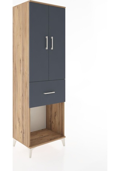 Hyperion Dolap Tek Raflı Tek Çekmeceli Tek Askılı 60x44x195 Ç... Çam