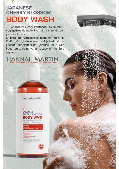 Hannah Martin 01 Japon Kiraz Çiçeği Nemlendirici ve Besleyici Duş Jeli 400 ML