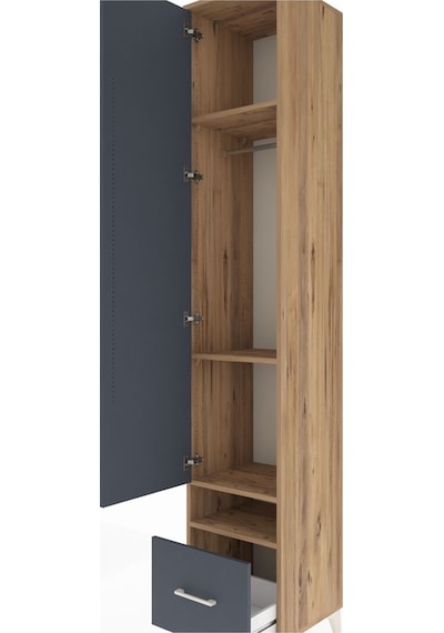Hyperion Dolap 4 Raflı Tek Çekmeceli Tek Askılı 44x44x243 Çam-antrasit Atlas Çam