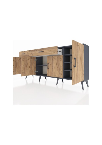 Arges Konsol 5 Raflı 2 Çekmeceli 4 Kapaklı 176x30x83 Antrasit-çam/çam Çam/çam Arges Konsol 5 Raflı 2 Çekmeceli 4 Kapaklı 176x30x83 Antrasit-çam/çam Çam/çam