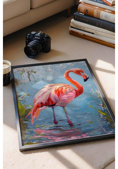 Flamingo Yağlı Boya Çerçeveli Tablo - Pop Art Poster Tablo