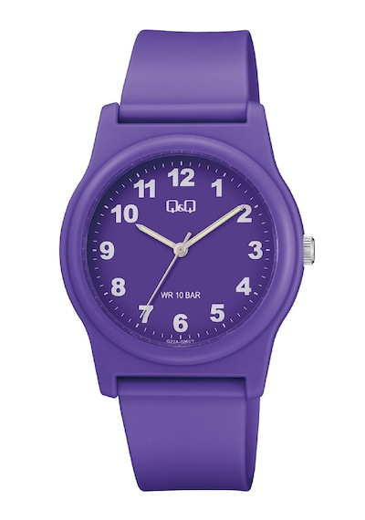 Q&q Qcg2226 Mor Bold Rakamlı Silikon Kordonlu 38 Mm Su Geçirmez Unisex Kol Saati