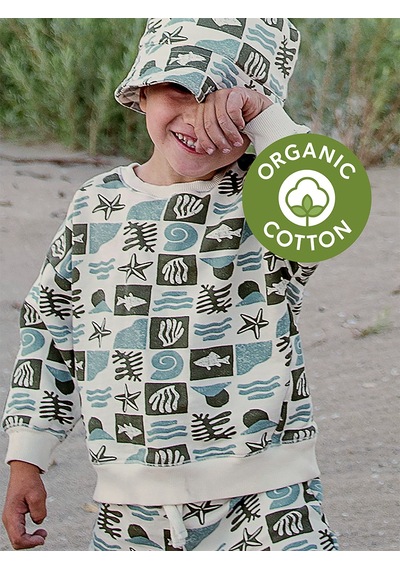 Antebies Okyanus Deseni Sweatshirt Çok Renkli