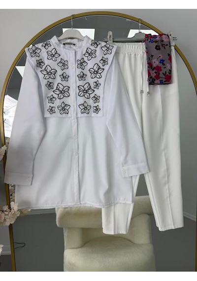 Lovie Moda Kadın Beyaz Pantolonlu Takım - Beyaz