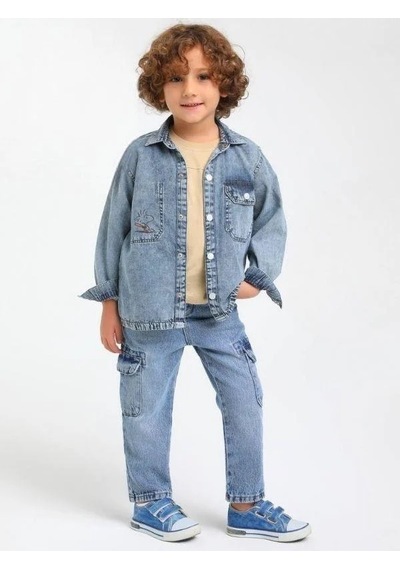 Jack Lions Erkek Bebek Kargo Cepli Kot Pantolon-14662 Buz Mavi