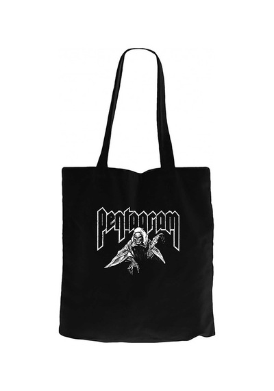 Pentagram Lucifer Siyah Kanvas Bez Çanta Siyah