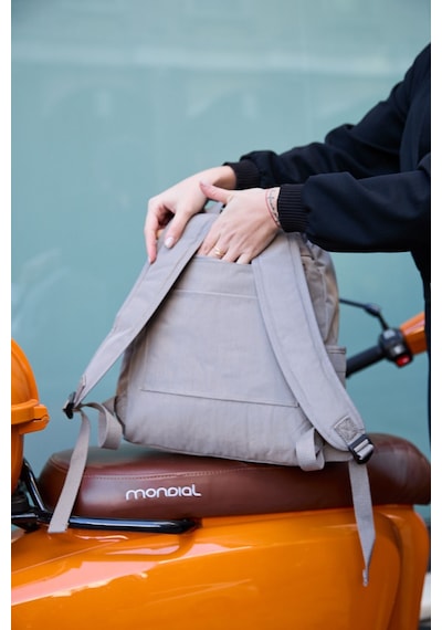 Sanmorris Unisex Suya Dayanıklı Krinkıl Kumaş Çok Gözlü Vizon Laptop Okul Ve Sırt Çantası Vizon