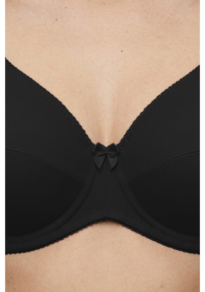 Cottonill Bra - Novia Siyah Büyük Beden Micro Balenli Minimizer Ayarlanabilir Askılı Kadın Sütyen