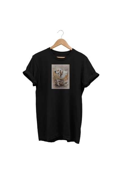 Widi Setter Çulluk Baskılı Siyah T-shirt Siyah