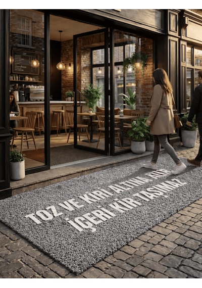 Beylini 12 Mm Kıvırcık Paspas İç Dış Mekan Pvc Zemin Halısı Kapı Girişi Banyo Duş Apartman Havuz Ve İş Yeri Gri