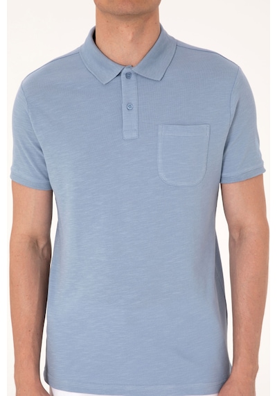 U.S. Polo Assn. Erkek Slim Fit Mavi Polo Yaka Tişört 50299538-VR036
