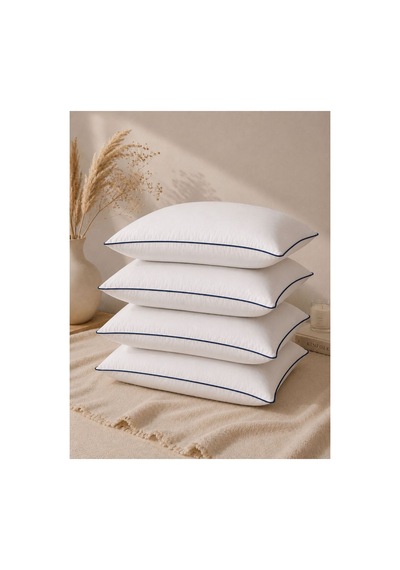 4 Adet Biyeli Yastık Lacivert Serisi 1000gr Silikon Boncuk Elyaf Dolgulu 50x70cm Lacivert Lacivert