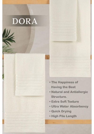 50x90 70x140 Cm Dora 4'lü Banyo Havlusu Seti Krem