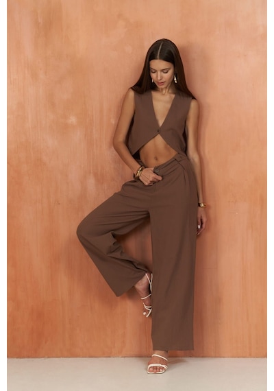Mai Collection Mai Studios Co. Montana Kahve Yelek Pantolon Takım Kahve