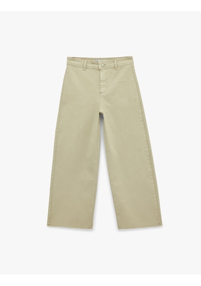 Koton Cepli Rahat Kalıp Kesik Paça Yüksek Bel Jean Pantolon - Culoette Jean Haki 7wal40002mw Koton Cepli Rahat Kalıp Kesik Paça Yüksek Bel Jean Pantolon - Culoette Jean Haki 7wal40002mw