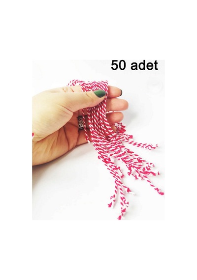 50 Adet Kırmızı Beyaz Marteniçka Ip Bileklik - Dilek Bilekliği - Şans Bileklik Çok Renkli