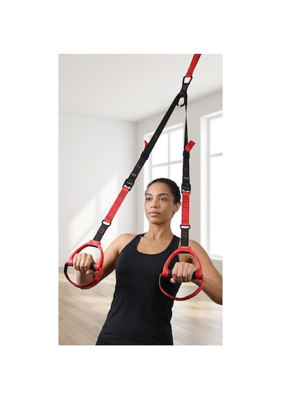 Trx Pro Spor Aleti Suspension Trainer-asılma Egzersiz Seti Fitness Antrenman Güç Halatı Kırmızı