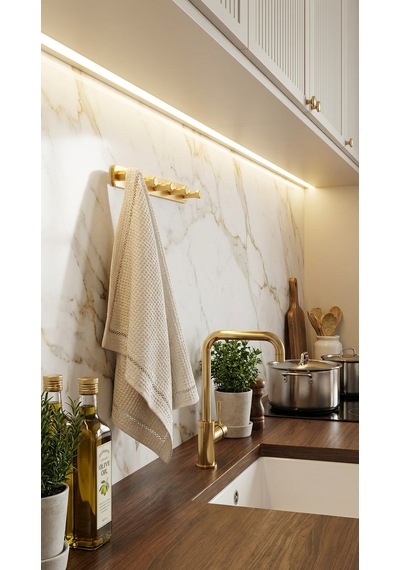 5'li Premium Gold Alüminyum Banyo Mutfak Havlu Bornoz Askısı Altın