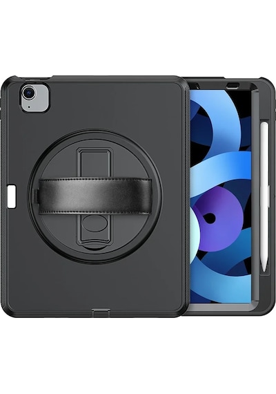 Zenviaat Newface iPad Uyumlu 2022 10.9 10.nesil Kılıf Hand Strap Tablet Kılıfı - Siyah Znv2027 Arka Kapak