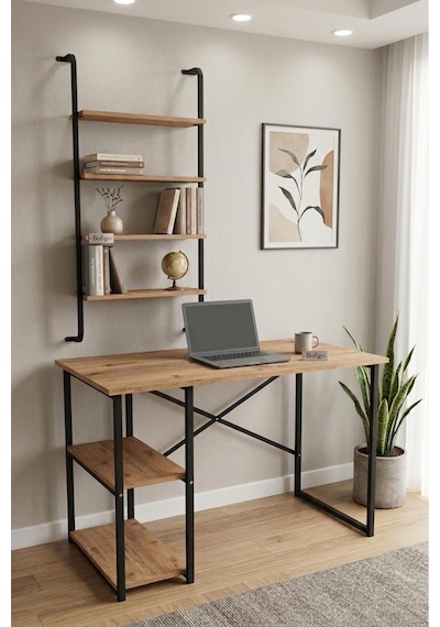 Çalışma Masası Ve Kitaplık Seti 60x120 Çalışma Masası Duvara Monte Kitaplık Kafka & Ayaz Çam Çalışma Masası Ve Kitaplık Seti 60x120 Çalışma Masası Duvara Monte Kitaplık Kafka & Ayaz Çam