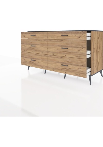 Kronos Konsol 6 Çekmeceli 176x59x99 Çam-antrasit/çam Antrasıt/atlas Çam - Atlas Çam