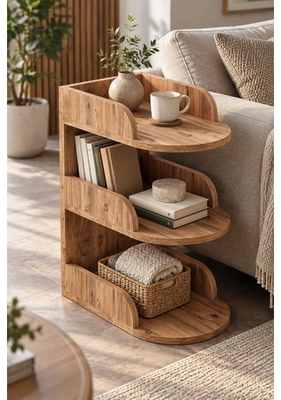 Sulorahome Yan Sehpa Kahverengi Suntalam 60x43 Cm Atlantik Çam