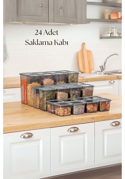 24'lü 3 Boy Kavanoz Seti & Saklama Kabı & Erzak Kabı 8x650/1300/1900 Ml 40 Lı Etiket Hediyeli Çok Renkli