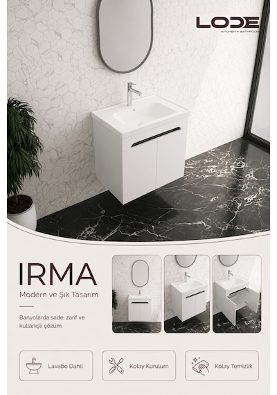Lode Bath Irma Serisi Lavabolu Alt Banyo Dolabı, Kapaklı Banyo Alt Dolabı,seramik Lavabo Dahil 60 Cm Matbeyaz Lode Bath Irma Serisi Lavabolu Alt Banyo Dolabı, Kapaklı Banyo Alt Dolabı,seramik Lavabo Dahil 60 Cm Matbeyaz