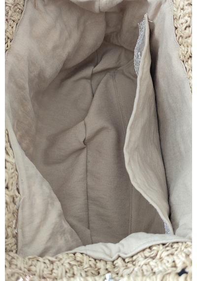 C-bhadu Naturel El Örgüsü Kağıt İp Burslu Clutch Çanta Açık Kahverengi