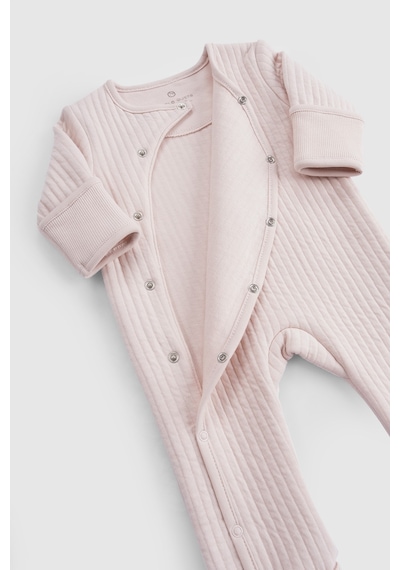 Kendinden Patikli Ve Eldivenli Kapitone Pembe Bebek Tulumu Pembe