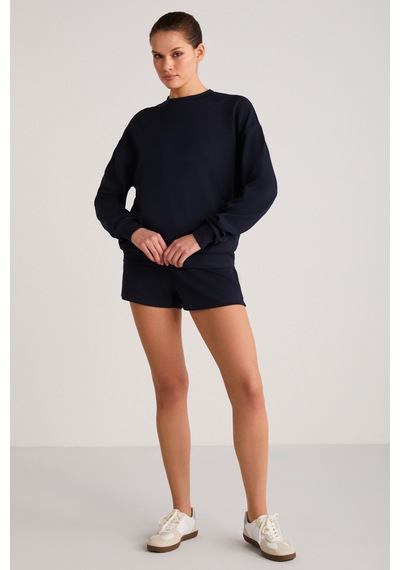 Ethıquet Maısıe Kadın Organik Pamuklu Comfort Fit Bisiklet Yaka Lacivert Sweatshirt