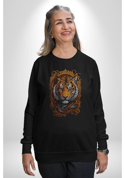 Kaplan Süs Unisex Siyah Baskılı Sweatshirt Siyah